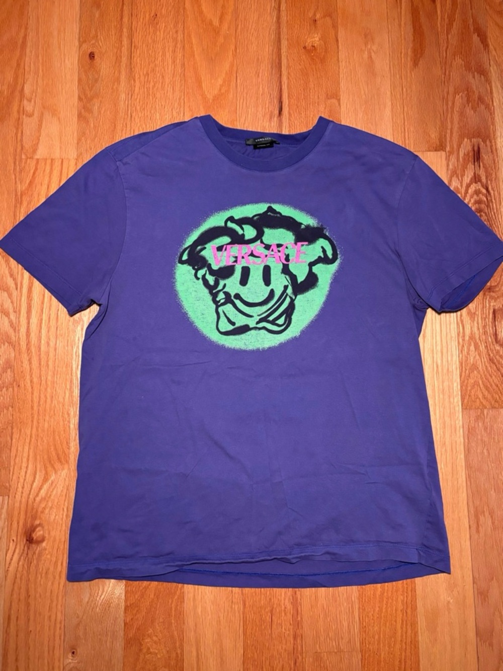 Versace Purple Green Abstract Medusa Tshirt